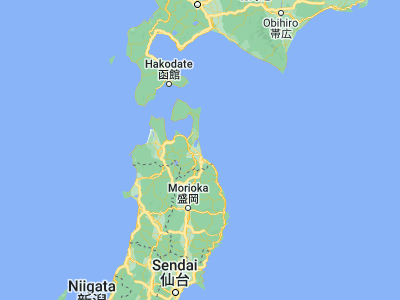 Map showing location of Misawa (40.68682, 141.38969)