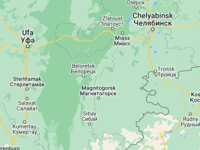 Map showing location of Mishkino (53.9997, 59.1064)