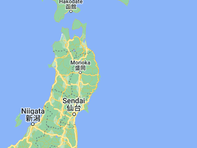 Map showing location of Miyako (39.63667, 141.9525)