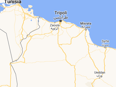 Map showing location of Mizdah (31.44514, 12.98013)