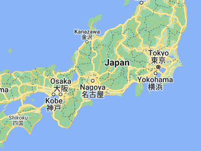 Map showing location of Mizunami (35.36667, 137.25)