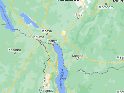 Map showing location of Mlangali (-9.78333, 34.51667)
