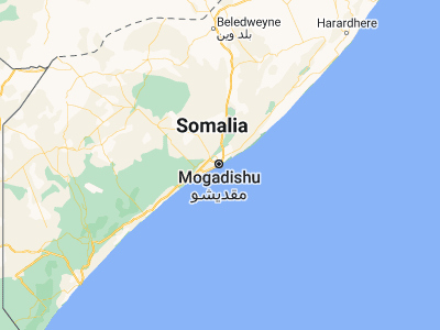 Map showing location of Mogadishu (2.03711, 45.34375)