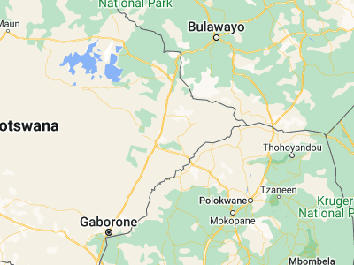 Map showing location of Mogapinyana (-22.36667, 27.6)