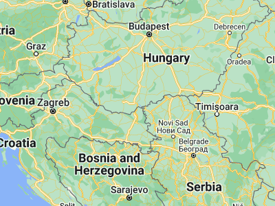 Map showing location of Mohács (45.99306, 18.68306)