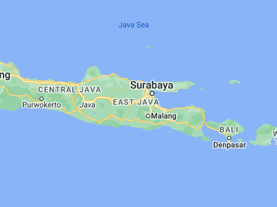 Map showing location of Mojoagung (-7.56667, 112.35)