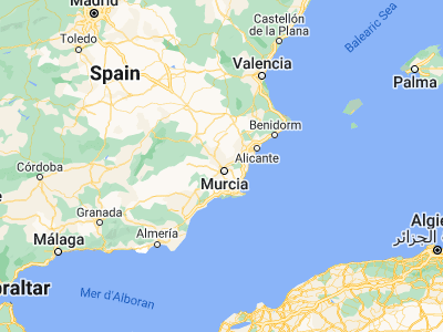Map showing location of Molina de Segura (38.05456, -1.20763)
