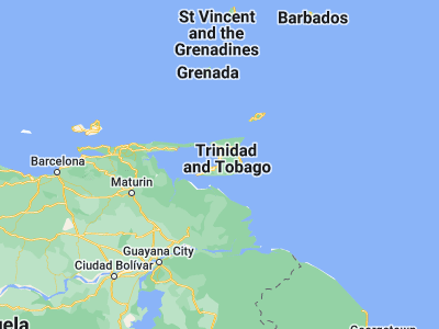 Map showing location of Mon Repos (10.283, -61.44605)