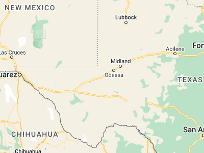 Map showing location of Monahans (31.5943, -102.89265)
