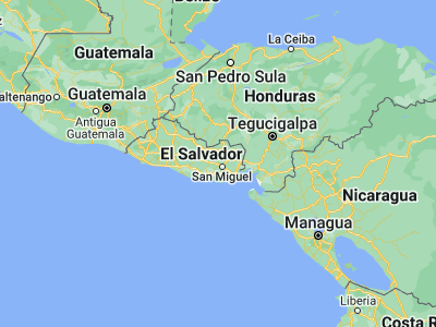 Map showing location of Moncagua (13.53333, -88.25)