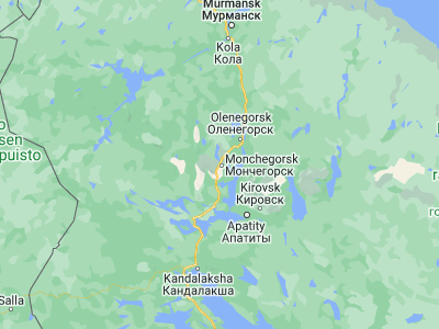 Map showing location of Monchegorsk (67.93972, 32.87389)