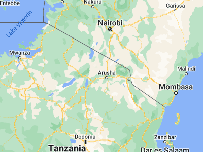 Map showing location of Monduli (-3.3, 36.45)