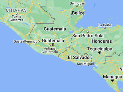 Map showing location of Monjas (14.5, -89.86667)