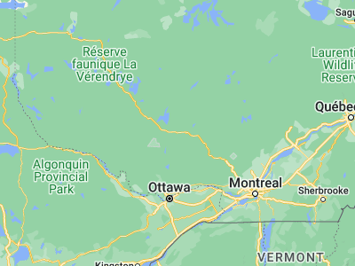 Map showing location of Mont-Laurier (46.55011, -75.4993)