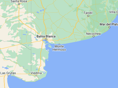 Map showing location of Monte Hermoso (-38.9825, -61.29472)