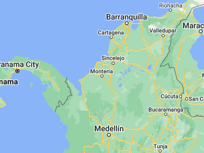 Map showing location of Montería (8.74798, -75.88143)