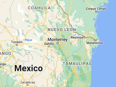 Map showing location of Monterrey (25.66667, -100.31667)