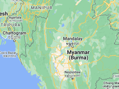 Map showing location of Monywa (22.11667, 95.13333)