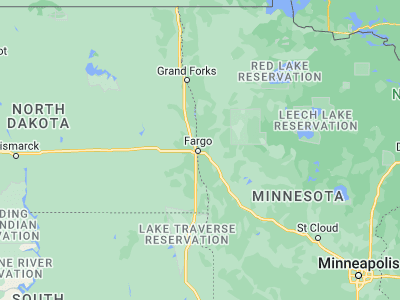 Map showing location of Moorhead (46.87385, -96.76758)