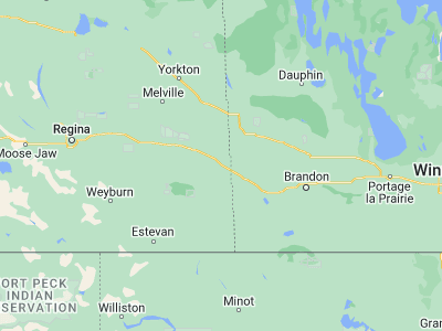 Map showing location of Moosomin (50.13332, -101.66766)