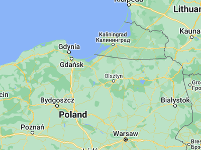 Map showing location of Morąg (53.91711, 19.92602)