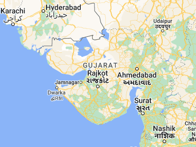 Map showing location of Morbi (22.81667, 70.83333)