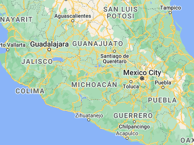 Map showing location of Morelia (19.70078, -101.18443)