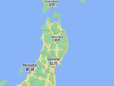 Map showing location of Morioka (39.70361, 141.1525)