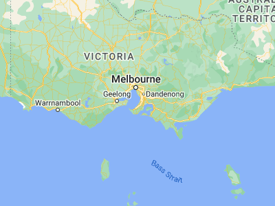 Map showing location of Mornington (-38.21667, 145.03333)