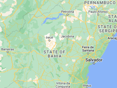 Map showing location of Morro do Chapéu (-11.55, -41.15611)