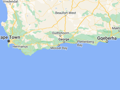 Map showing location of Mossel Bay (-34.18307, 22.14605)