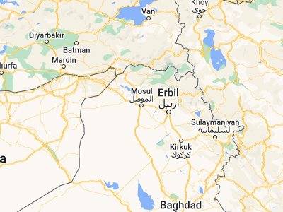 Map showing location of Mosul (36.335, 43.11889)