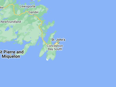 Map showing location of Mount Pearl (47.51659, -52.78135)