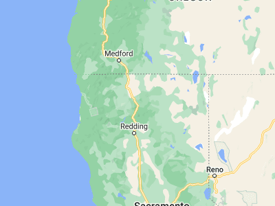 Map showing location of Mount Shasta (41.30987, -122.31057)