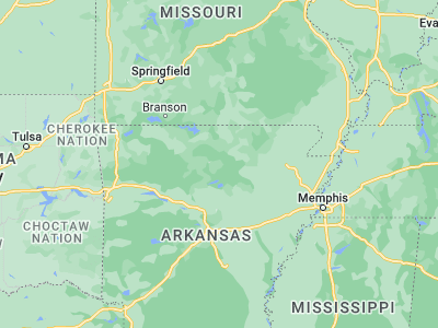 Map showing location of Mountain View (35.86841, -92.11765)