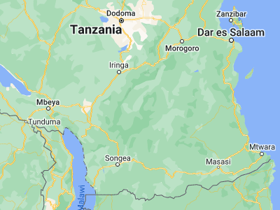 Map showing location of Mtimbira (-8.78333, 36.35)