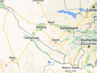 Map showing location of Muborak Shahri (39.25778, 65.15674)