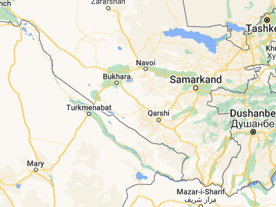 Map showing location of Muborak (39.25528, 65.15278)