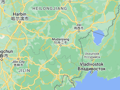 Map showing location of Mudanjiang (44.58333, 129.6)