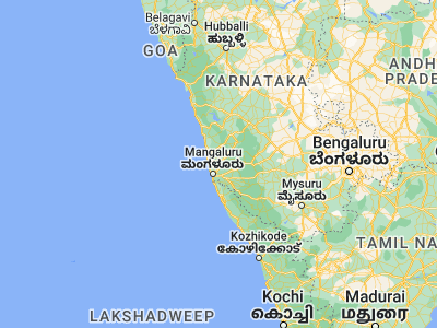 Map showing location of Mūdbidri (13.08333, 74.98333)