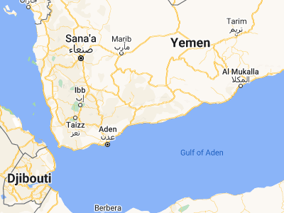 Map showing location of Mūdīyah (13.9284, 46.08254)