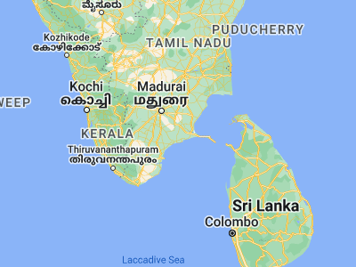 Map showing location of Mudukulattūr (9.34169, 78.51388)