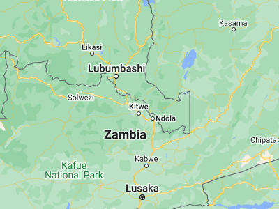 Map showing location of Mufulira (-12.54982, 28.24071)