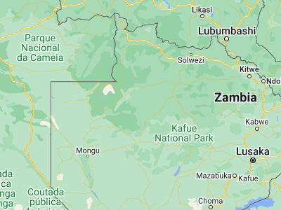 Map showing location of Mufumbwe (-13.68333, 24.8)