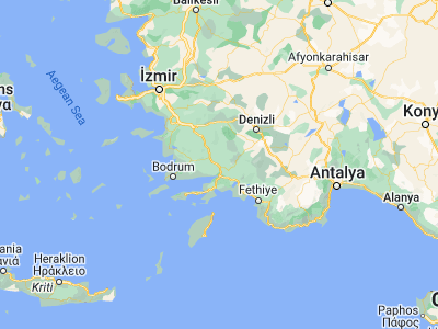 Map showing location of Muğla (37.21807, 28.3665)