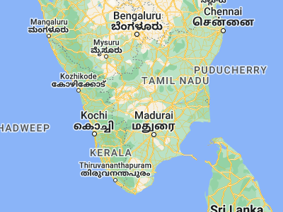 Map showing location of Mūlanūr (10.76667, 77.71667)