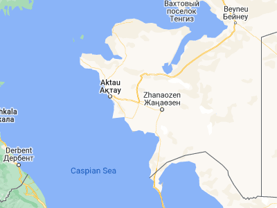Map showing location of Munayshy (43.49111, 52.10861)