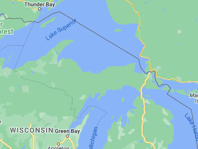 Map showing location of Munising (46.41106, -86.64794)