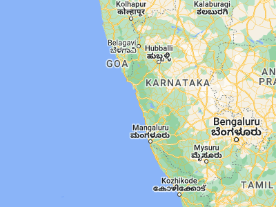 Map showing location of Murudeshwara (14.0943, 74.4845)