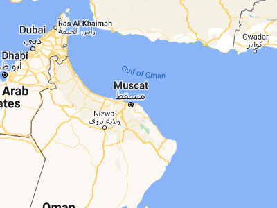 Map showing location of Muscat (23.61387, 58.5922)